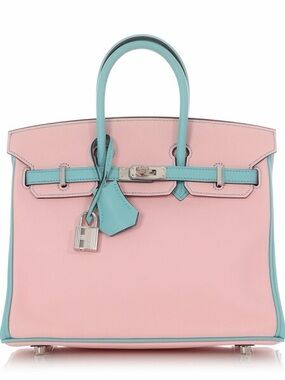 H Special Order HSS Birkin 25 Rose Sakura Bleu Etoile Swift leather PHW candy